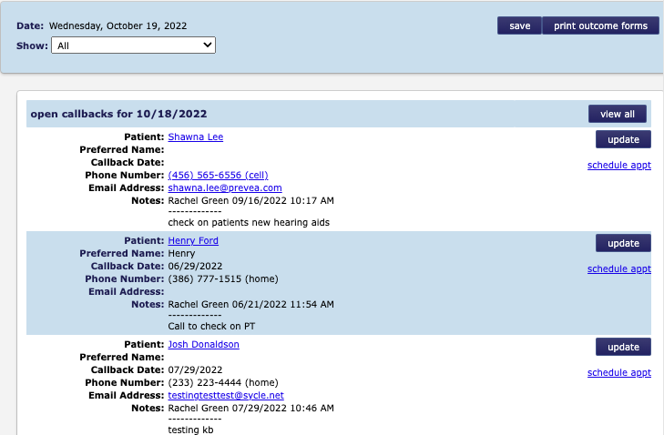 Call Lists