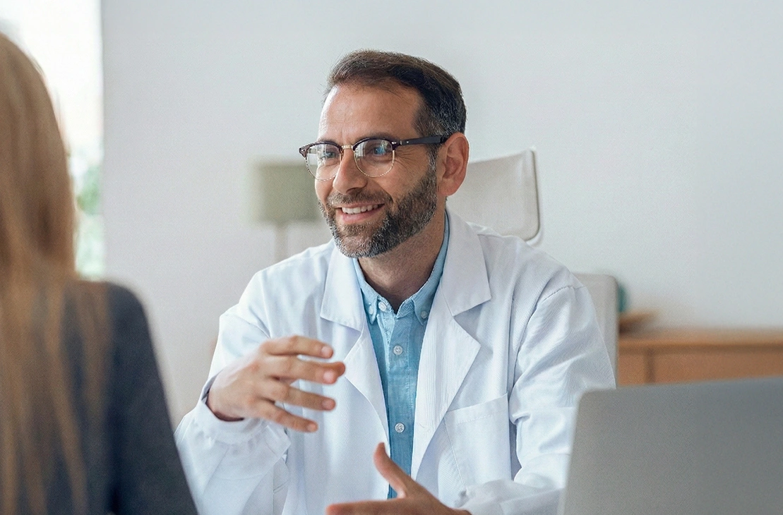 Doctor talking with a patient during a consultation