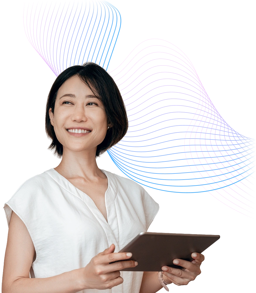 A woman using a tablet