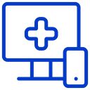 Icon of a computer and smartphone with a health cross